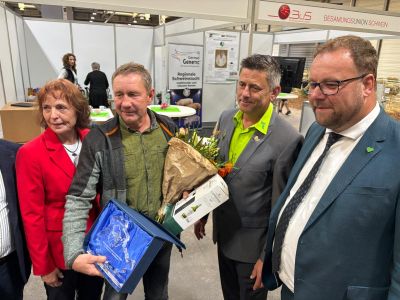Andreas Höfer (Agraprodukte Bernsgrün-Hohndorf eG) während der Ehrung mit dem Pig Award
&copy; IGS Thüringen
